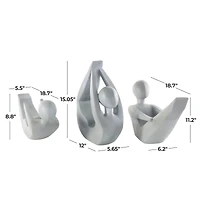 Gray Abstract Yoga Poses Garden Sculpture Set
