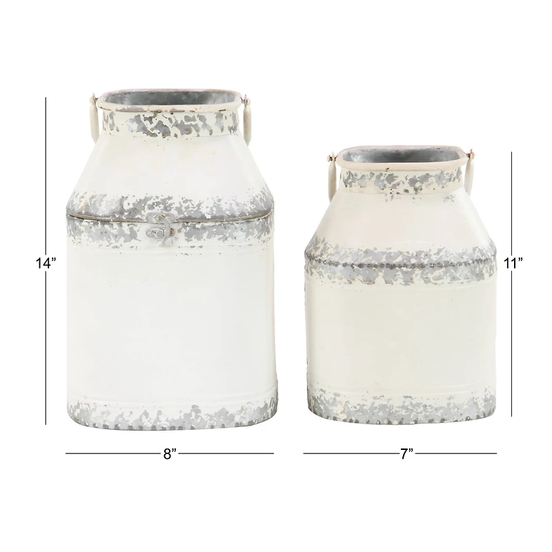 White Metal Farmhouse Decorative Jar Set
