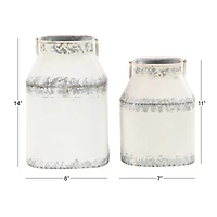 White Metal Farmhouse Decorative Jar Set