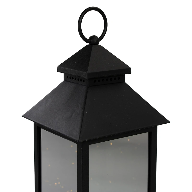 12" Black LED Lantern with Warm White Flickering Light