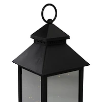 12" Black LED Lantern with Warm White Flickering Light