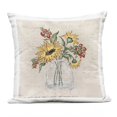 Stupell Industries Autumn Sunflowers Vintage Vase Outdoor Printed Pillow