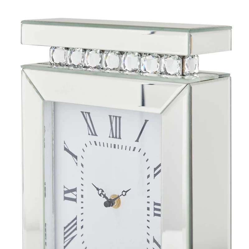 Silver MDF Glam Clock, 14" x 8" x 3"
