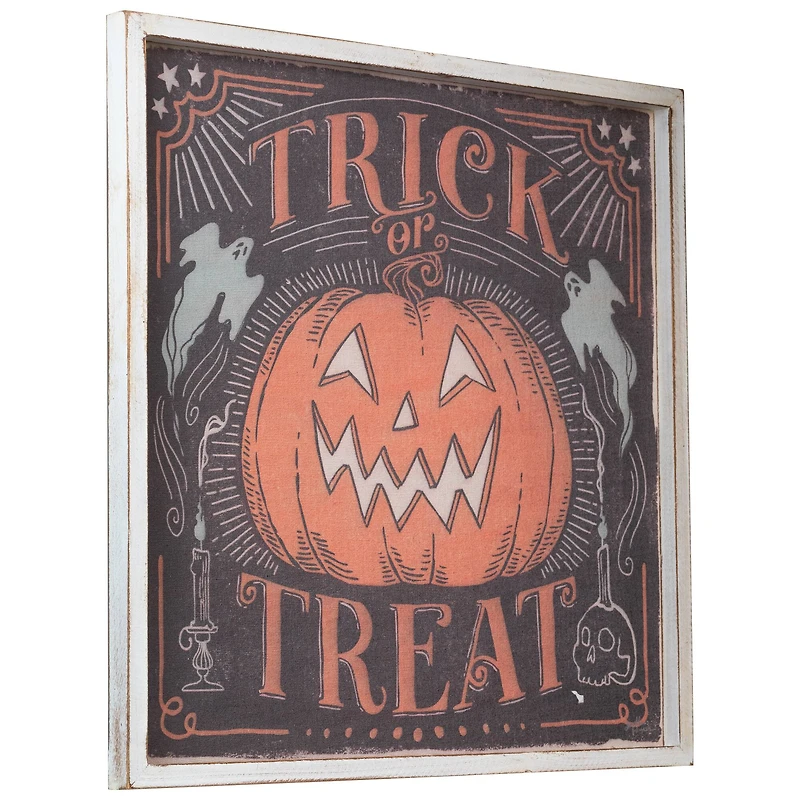 18.75" Trick or Treat Jack O Lantern Halloween Wall Sign