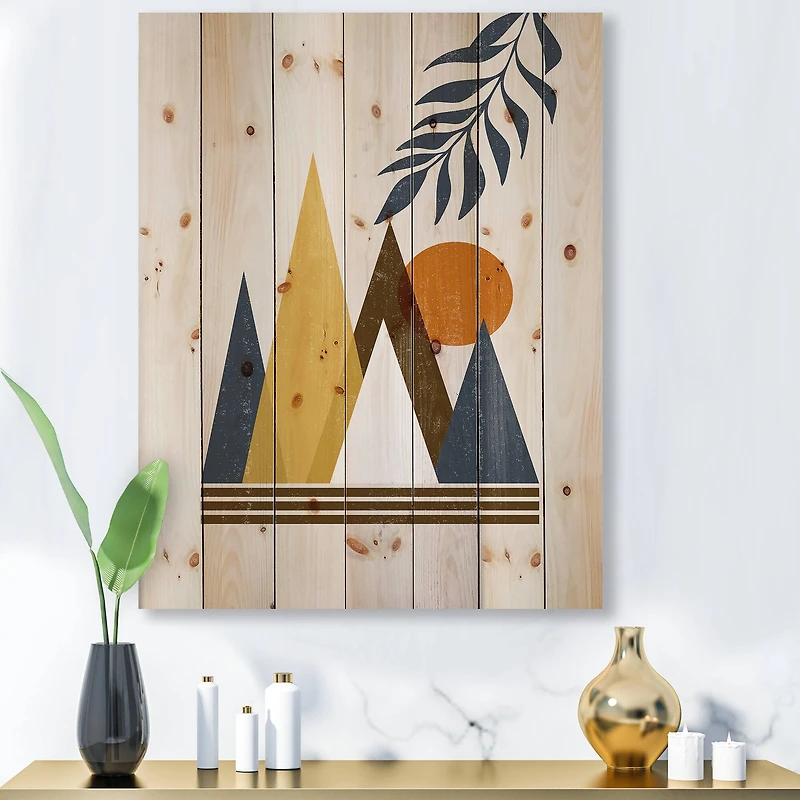 Designart - Abstract Sun and Moon In Mountains I