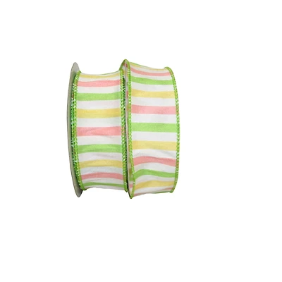 JAM Paper 1.5" x 10yd. Wired Cabana Multi Stripe Dupioni Ribbon