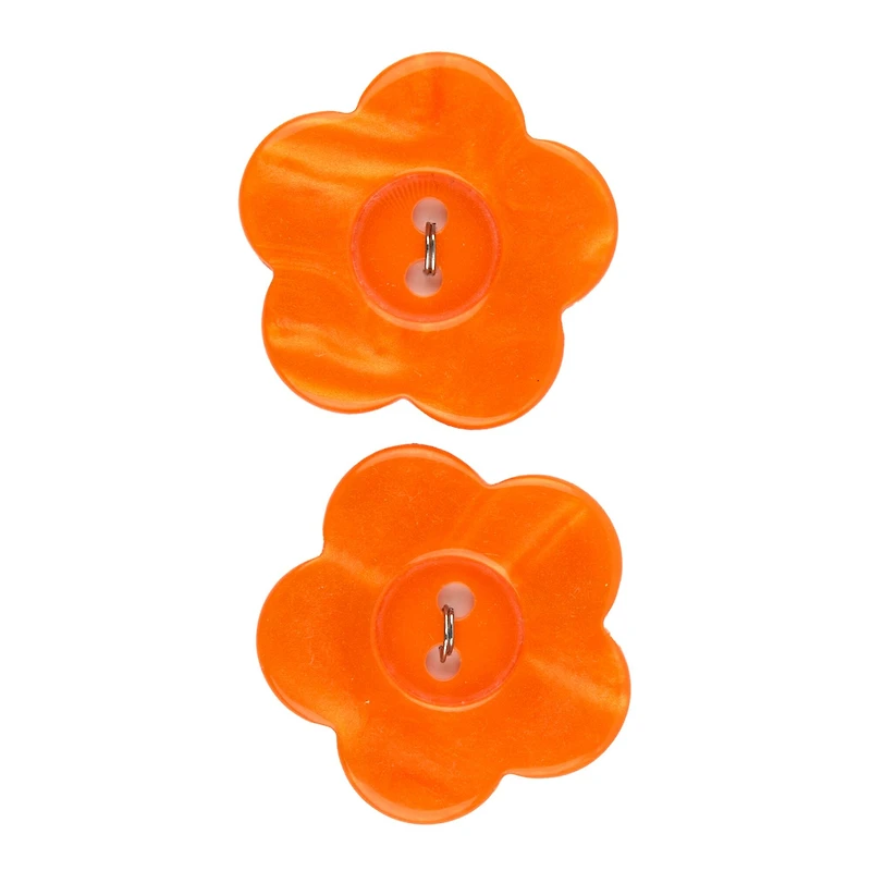 Spectrum Warm 1" Orange Flower Buttons, 2ct.