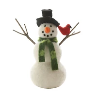 Hello Honey® 7.5" Felt Snowman & Cardinal Figurine