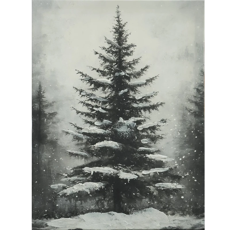 12" x 16" Black & White Snowy Tree Canvas Wall Décor by Ashland®