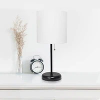 LimeLights White Shade Stick Lamps with USB Charging Port