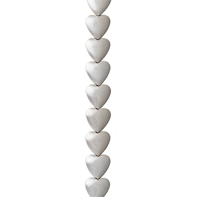 Silver Hematite Heart Beads, 10mm by Bead Landing™