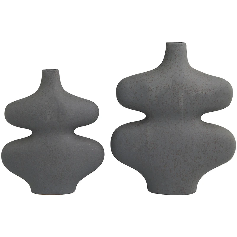 Black Ceramic Oblong Abstract Vase Set