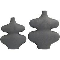 Black Ceramic Oblong Abstract Vase Set