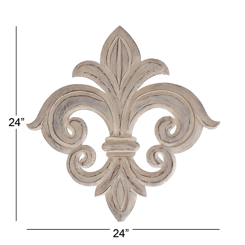24" White French Themed Wood Wall Décor