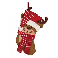 Glitzhome® 18.9" 3D Penguin & Reindeer Hooked Stockings, 2ct.