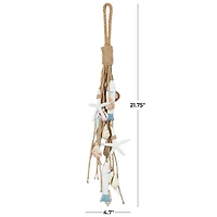 Brown Jute Rope Fish Layered Hanging Home Wall Décor with Cream Shell and Starfish Accents