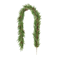 Glitzhome® 9ft Christmas Greenery PE Cedar Garland with Red Berries
