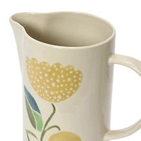 Hello Honey® 48oz. Oval Hand Painted Wax Relief Flowers Stoneware Pitcher