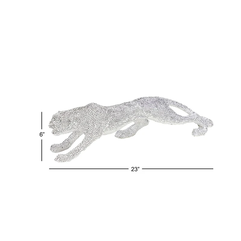 23" Silver Glam Leopard Sculpture