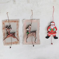 Hello Honey® 5.5" Wood & Recycled Paper Santa Pull Ornament