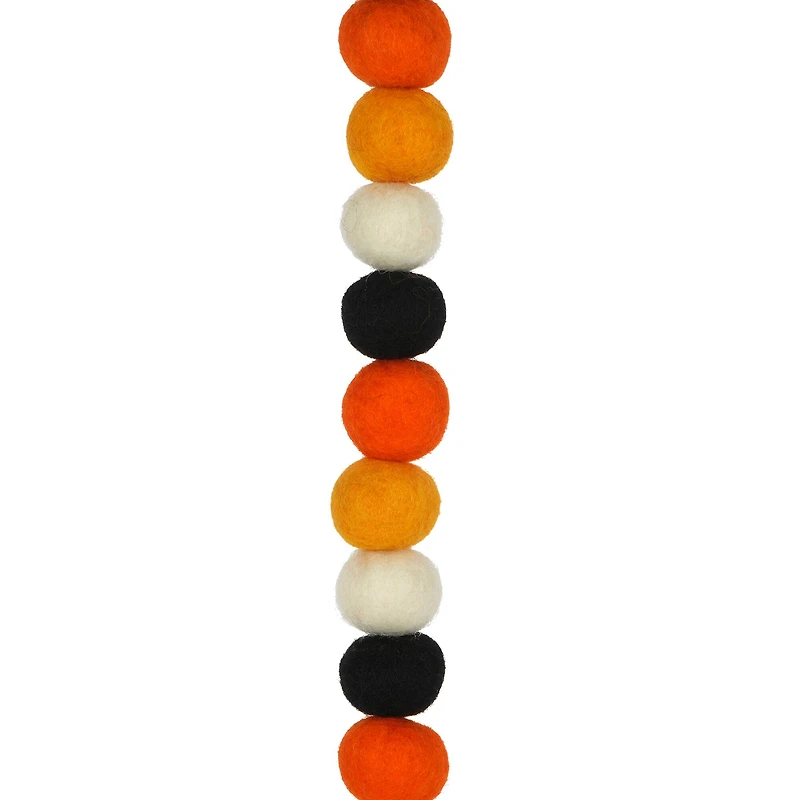6ft. Orange, Black & White Felt Pom Pom Garland by Ashland®