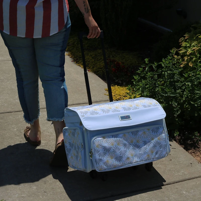 Everything Mary White 4-Wheels Deluxe Sewing Machine Storage Case