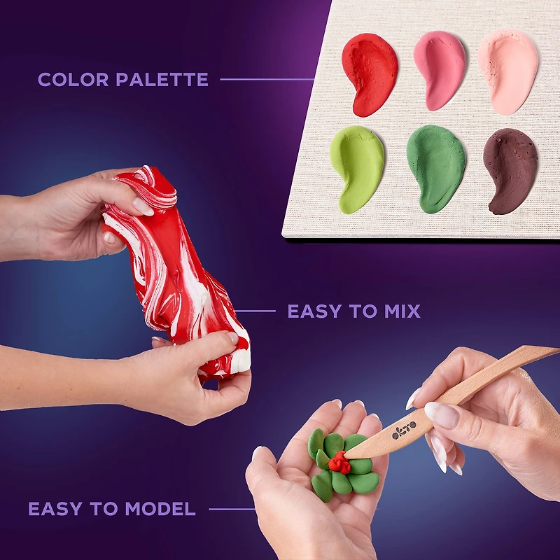 OKTO DIY Wood & Craft Passion Succulents Clay Kit