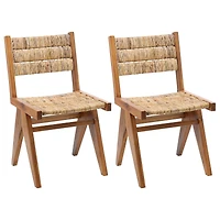 3ft. Light Brown Teak Wood Mid-Century Accent Chairs, 2ct.