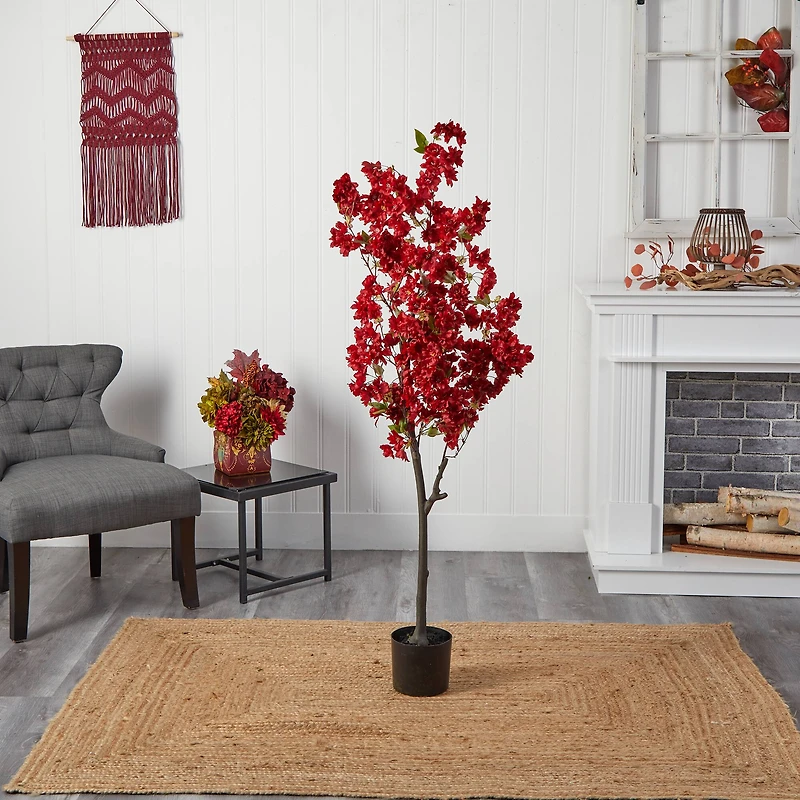 5ft. Potted Red Cherry Blossom Artificial Tree