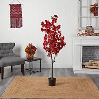 5ft. Potted Red Cherry Blossom Artificial Tree