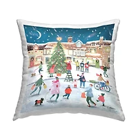 Stupell Industries Festive Winter Town Christmas Tree Throw Pillow