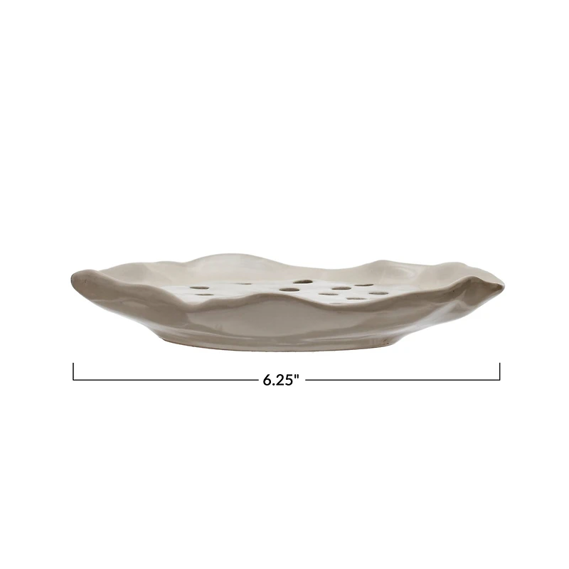 Hello Honey® 6" Ivory Stoneware Soap Dish with Removable Tray