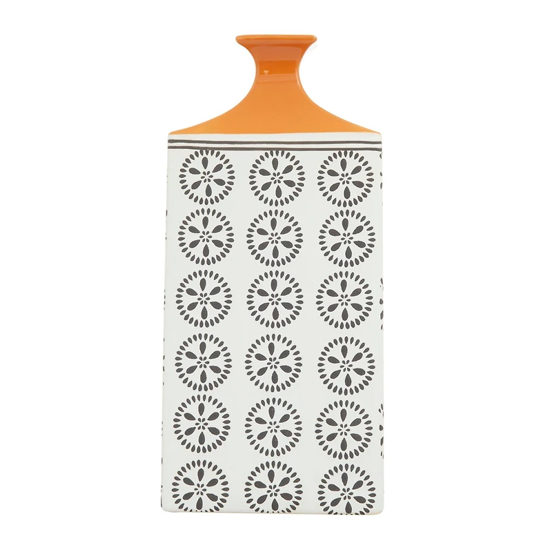 White Stoneware Transitional Vase, 17" x 9" x 7"