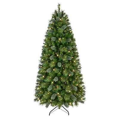 6.5ft Pre-Lit Slim Teton Pine Artificial Christmas Tree, Clear Lights