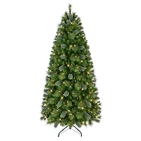 6.5ft Pre-Lit Slim Teton Pine Artificial Christmas Tree, Clear Lights