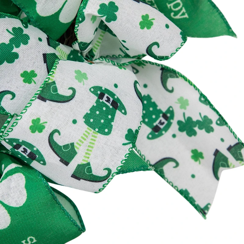 Shamrocks and Ribbons St. Patrick's Day Wreath 24" Unlit