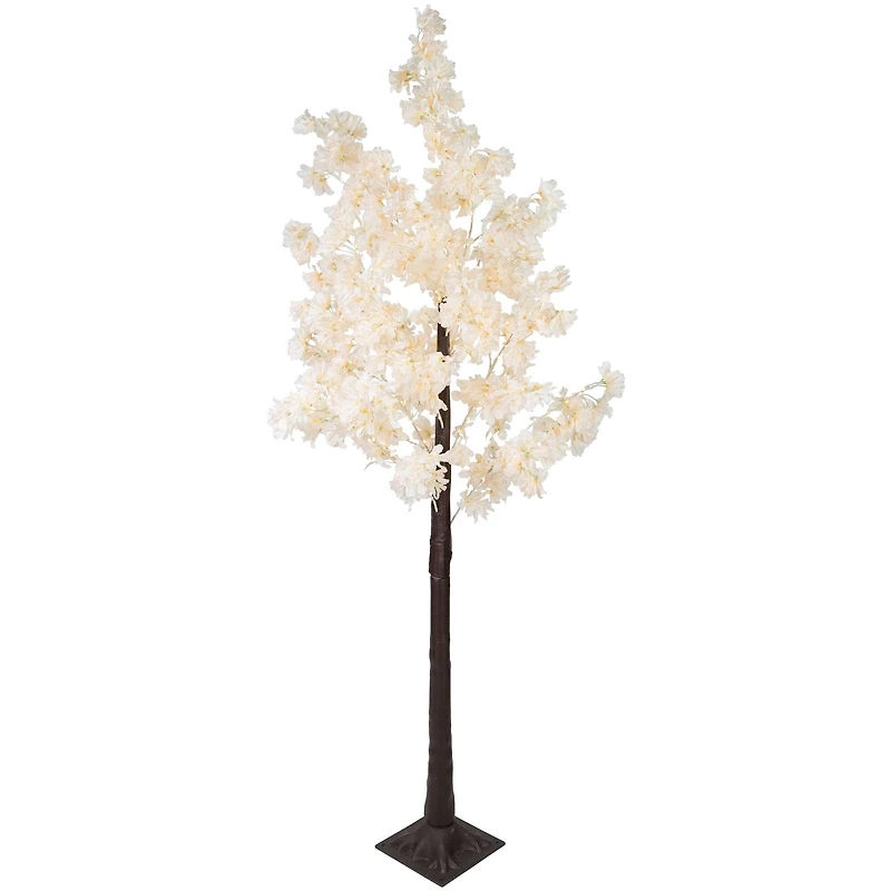 6ft. Pre-Lit White Floral Artificial Christmas Tree, Warm White LED Lights