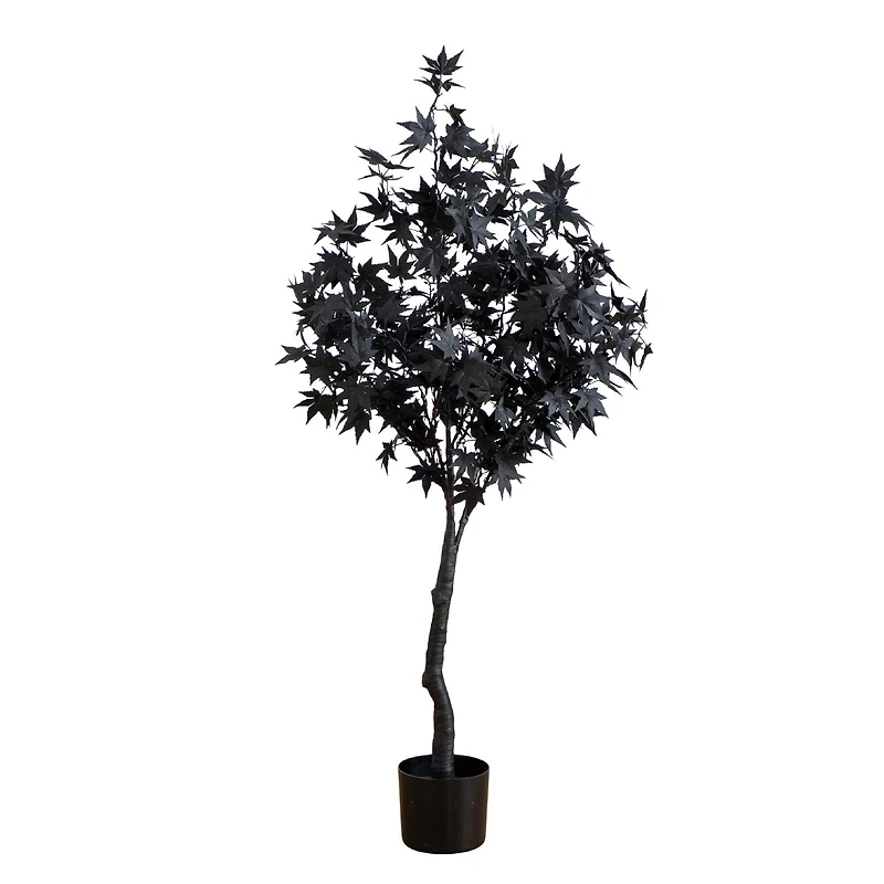 4ft. Pre-Lit Artificial Halloween Black Maple Tree with 180 Orange & Purple LED Lights