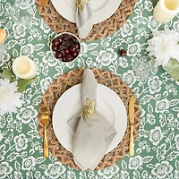 Artichoke Green Floral Print Outdoor Tablecloth