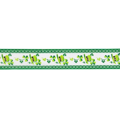 2.5" x 10yd. St. Patrick's Day Shamrock & Hat Wired Spring Craft Ribbon