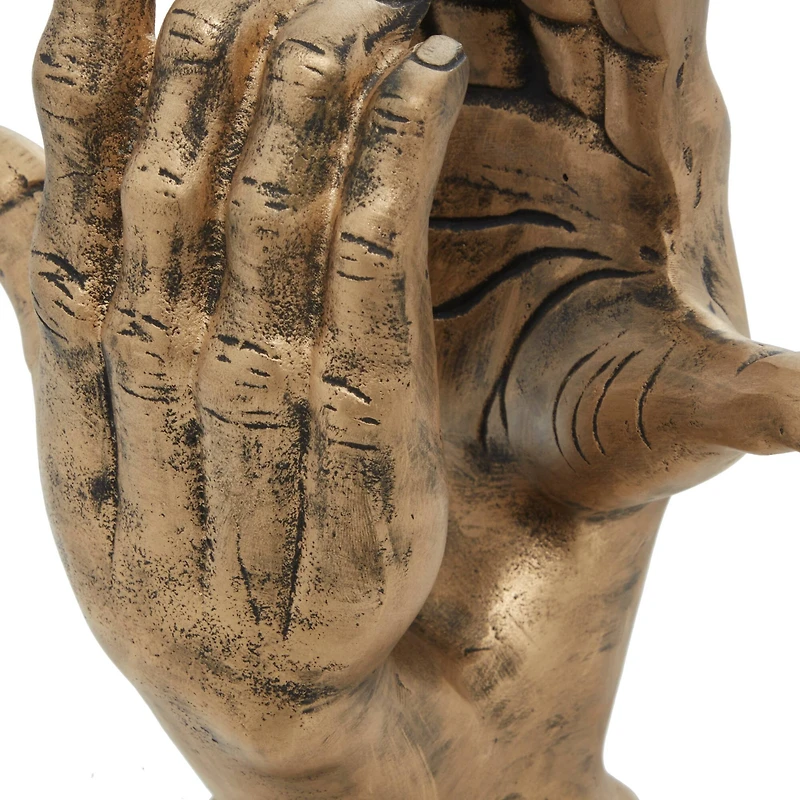 Gold Aluminum Traditional Abstract Sculpture, 11" x 9" x 6"