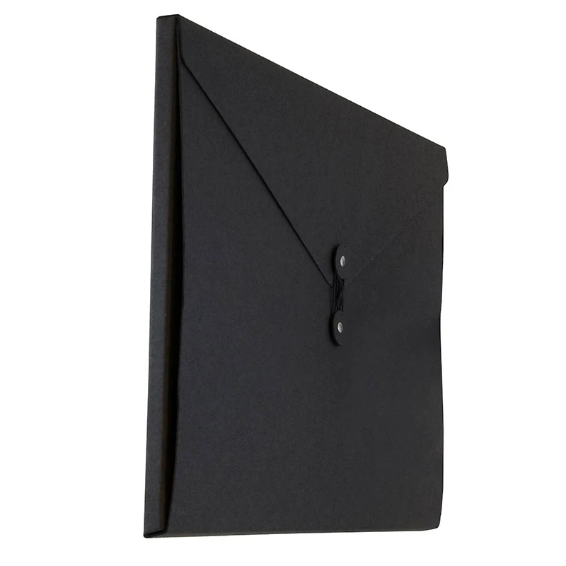 JAM Paper Black Kraft Portfolio with Button and String Closure 12.5" x 16.5"