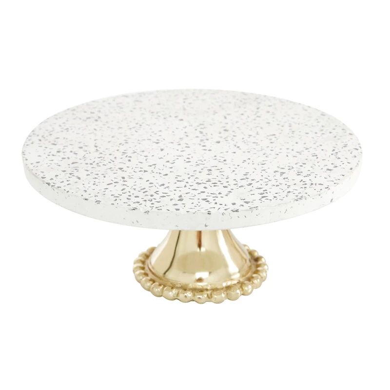 Set of 2 Gold Stoneware Natural Cake Stand, 12", 10"