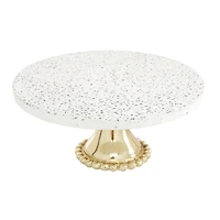 Set of 2 Gold Stoneware Natural Cake Stand, 12", 10"