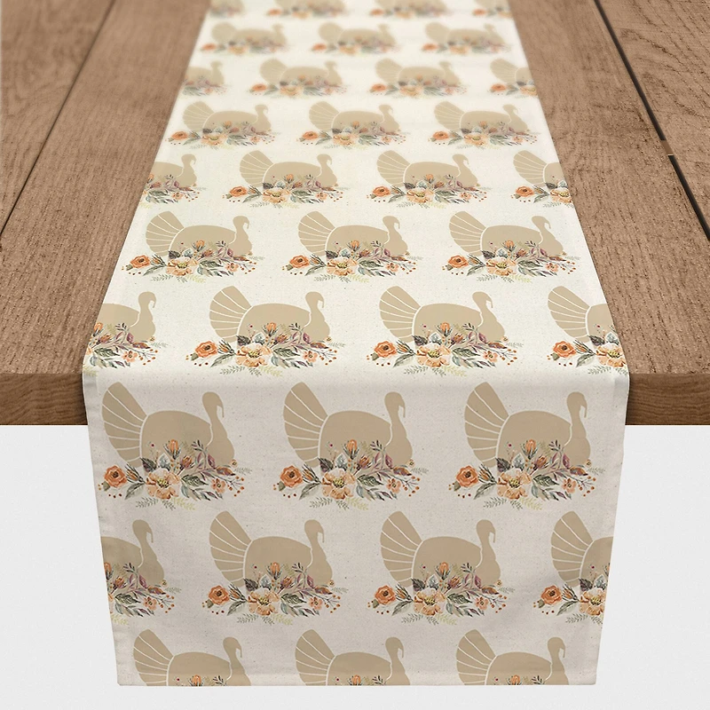 72" Neutral Turkey Pattern Poly Twill Table Runner