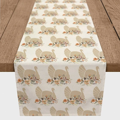72" Neutral Turkey Pattern Poly Twill Table Runner