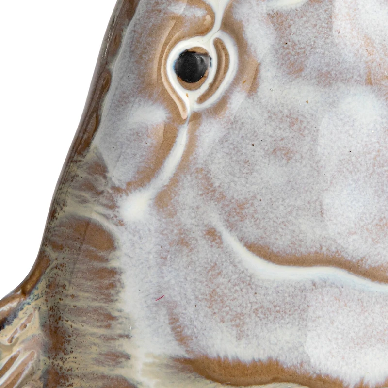 Hello Honey® 11.75" White & Tan Reactive Glaze Stoneware Fish Shaped Wall Vase