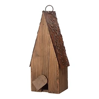 Glitzhome® Distressed Wood & Metal Patriotic Bird House with Stars