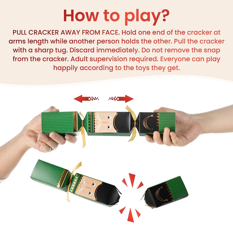 Glitzhome® 8PK 2"D x 12"H Nutcracker Christmas Party Crackers with Gift Contents