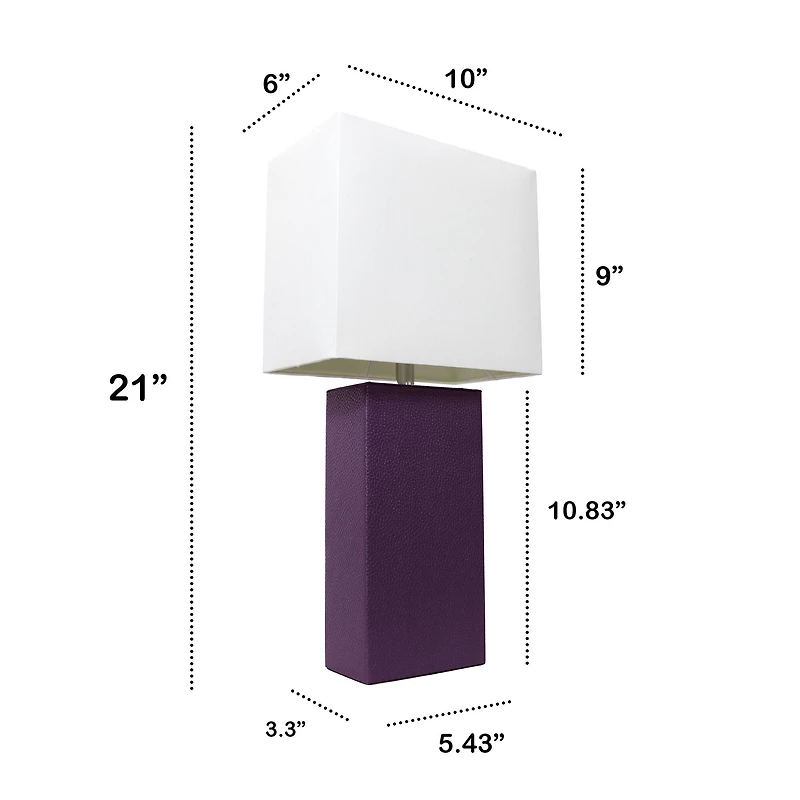 Lalia Home Lexington 21" Leather Home Décor Table Lamp